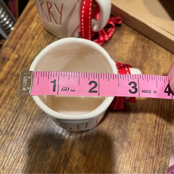 Rae Dunn Red Lettering Merry & Bright White Ceramic Mug Christmas Ornaments NEW! - Picture 6 of 8